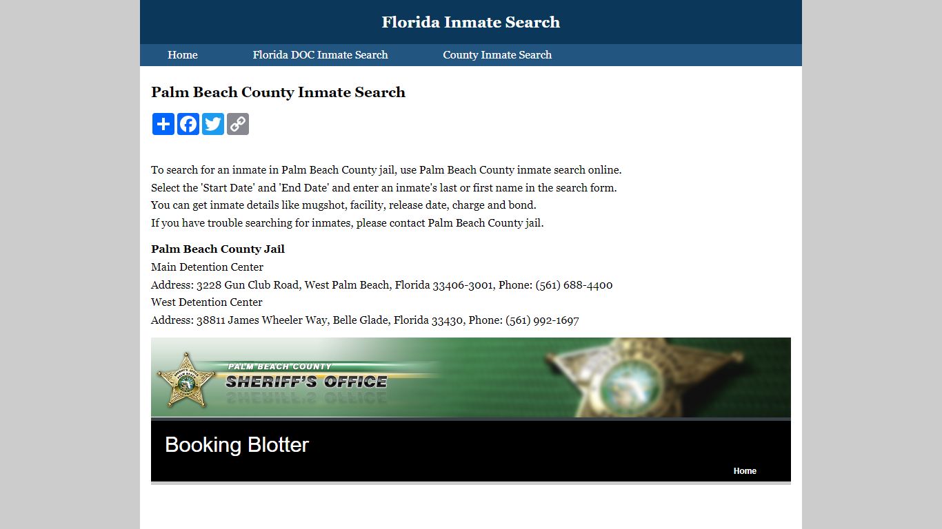 Palm Beach County Inmate Search